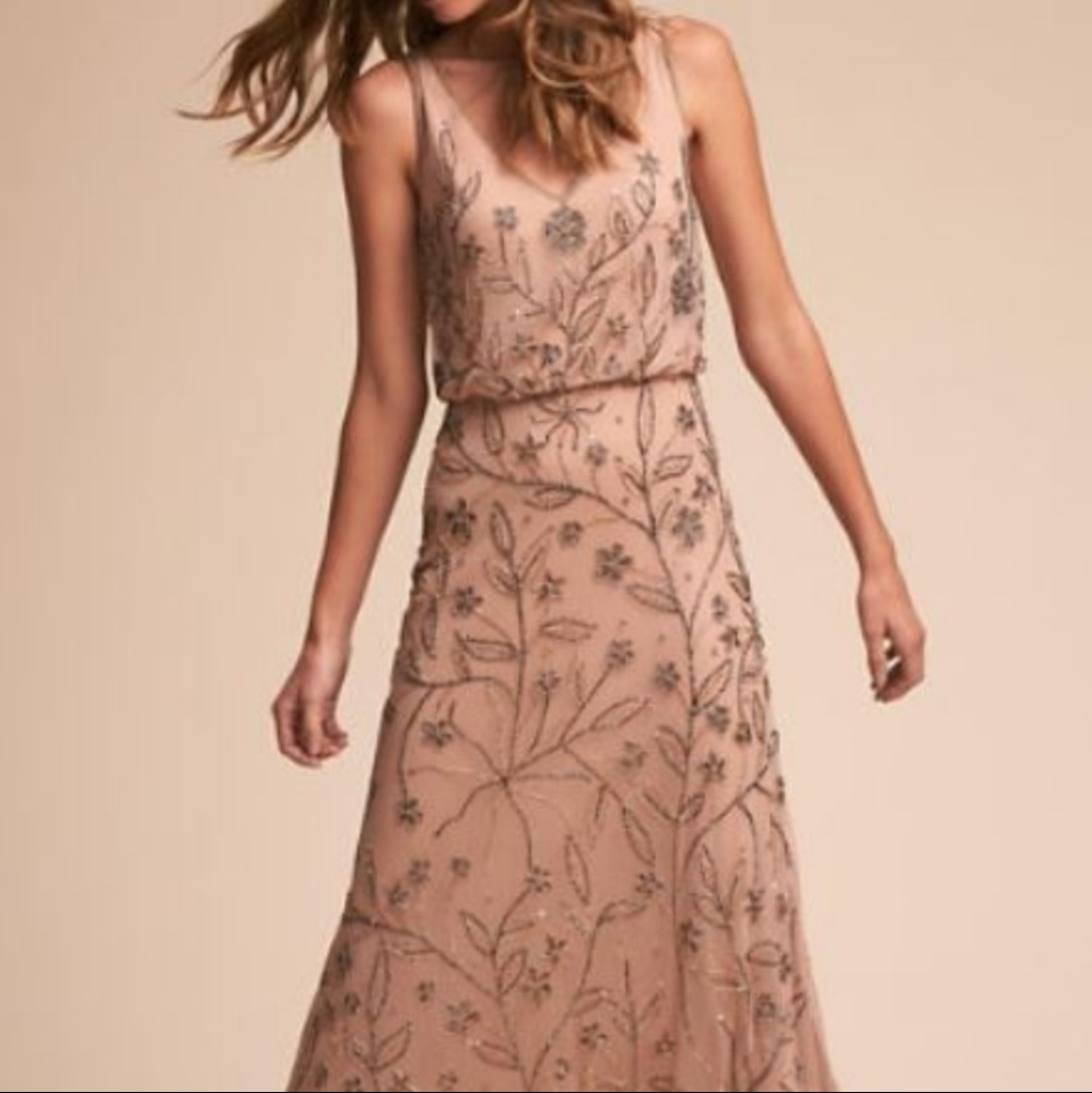 BHLDN Adrianna Papell beaded evening gown size 12